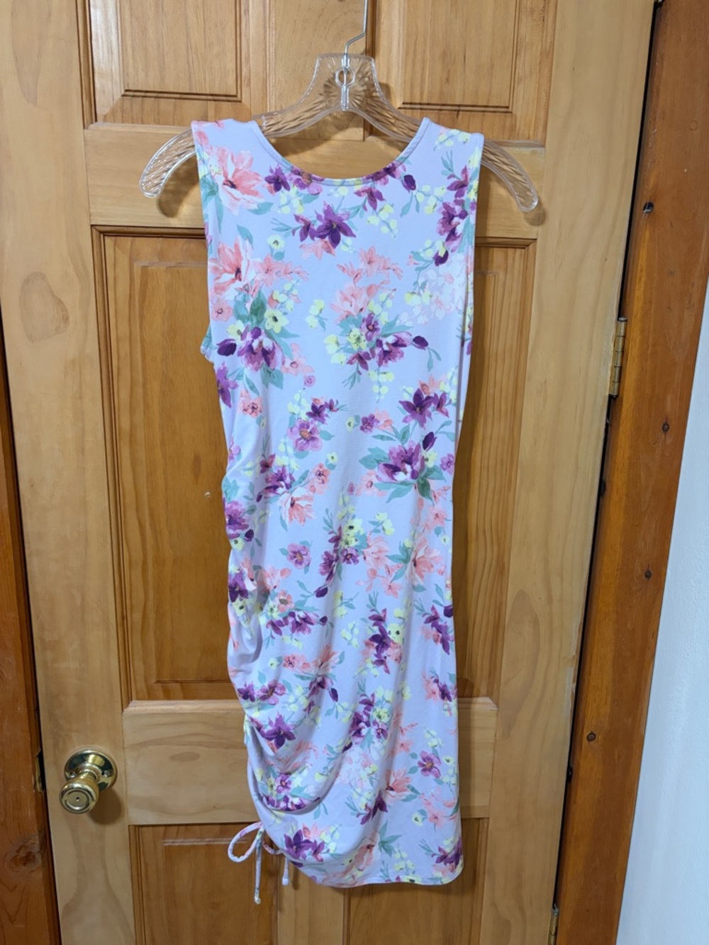 🌻5 for $30🌻 Haute Mode Lilac Floral Side Cinching Drawstring Casual Dress